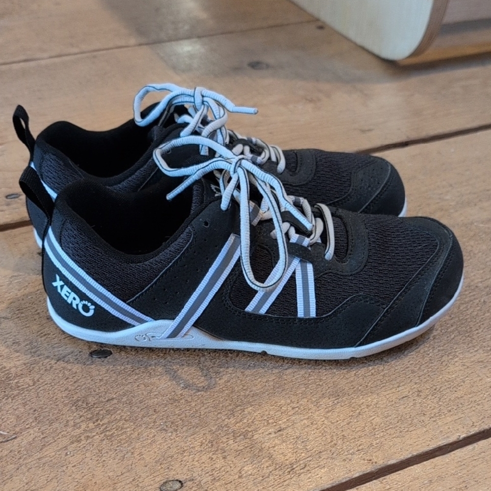 Xero Prio - Black and White Barefoot Running Shoe